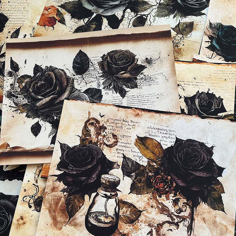 Junk Journal Dark Rose Background Paper DIY Art Scrapbook Supplies