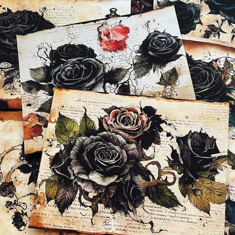 Junk Journal Dark Rose Background Paper DIY Art Scrapbook Supplies