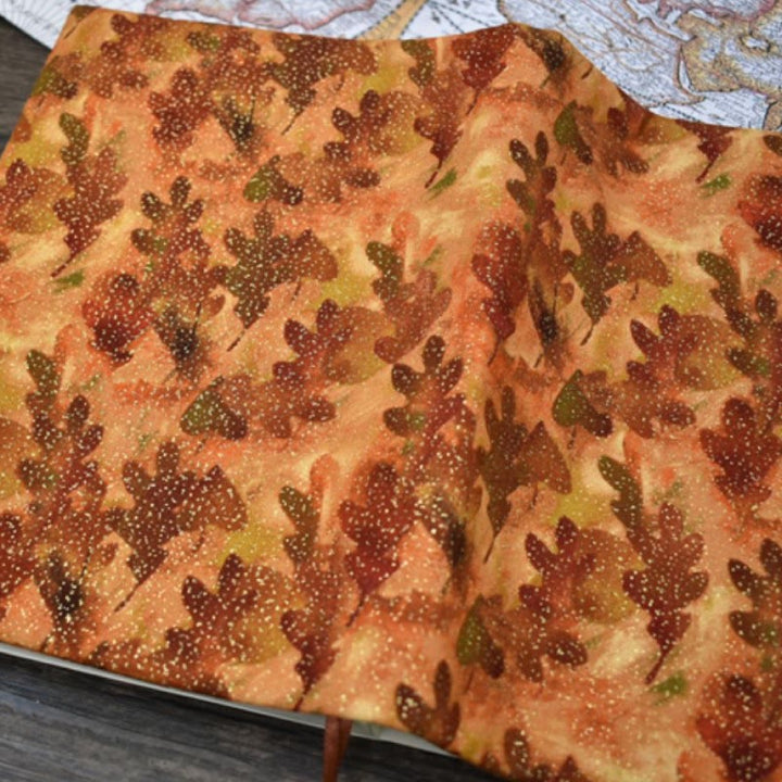 A5/ A6 Fine Glitter Autumn Leaves Cloth Cover For Journal Notebook