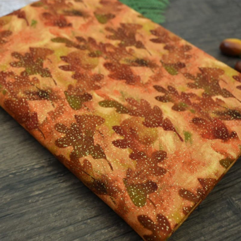 A5/ A6 Fine Glitter Autumn Leaves Cloth Cover For Journal Notebook