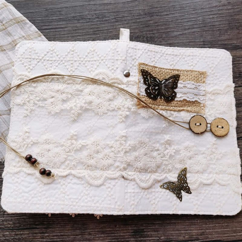 A5/ A6 Leaf Butterfly Lace Cloth Cover For Journal Notebook