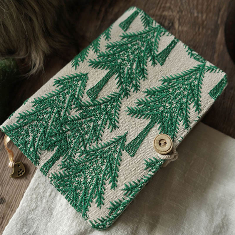 A6/ A5 Embroidered Pine Tree Cloth Cover Notebook For Journal