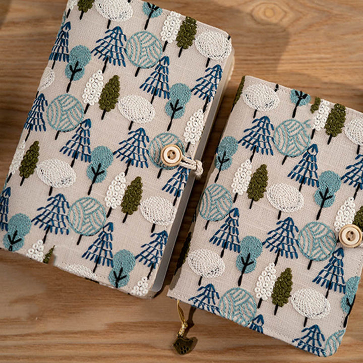 A6/ A5 Embroidered Trees Cloth Cover Notebook For Journal