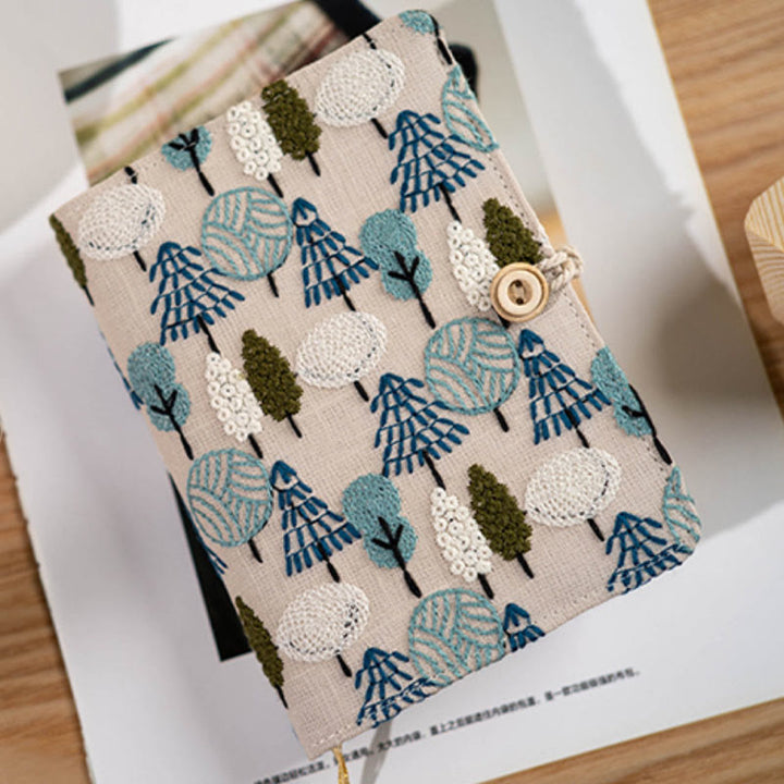 A6/ A5 Embroidered Trees Cloth Cover Notebook For Journal