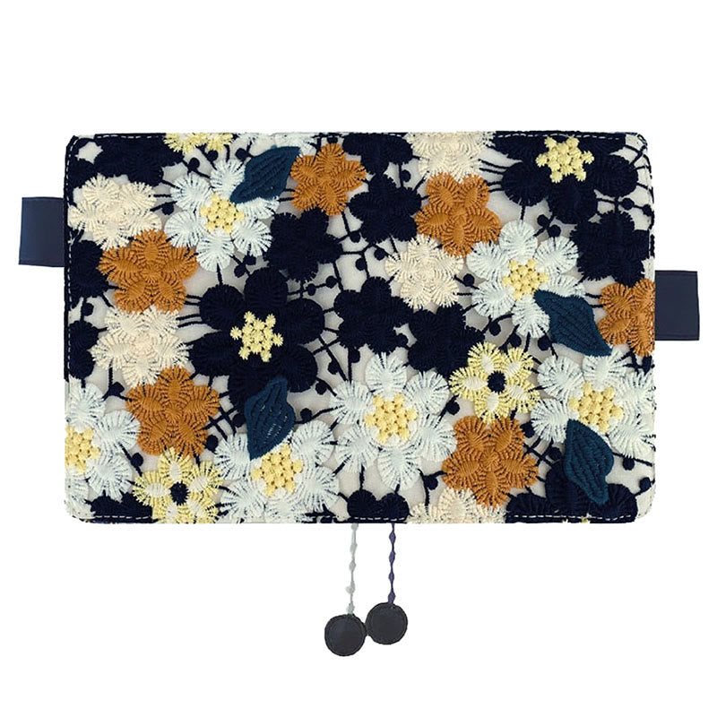 A6/ A5 Hollow Embroidered Flowers Cloth Cover Notebook For Journal