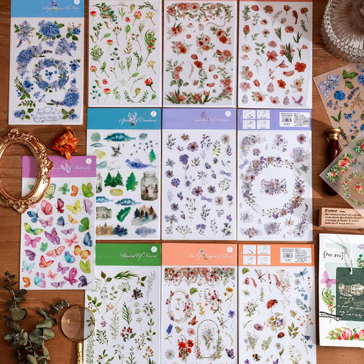 Natural Theme Rub On Transfer Sticker Decals Botanical Scrapbook Stickers