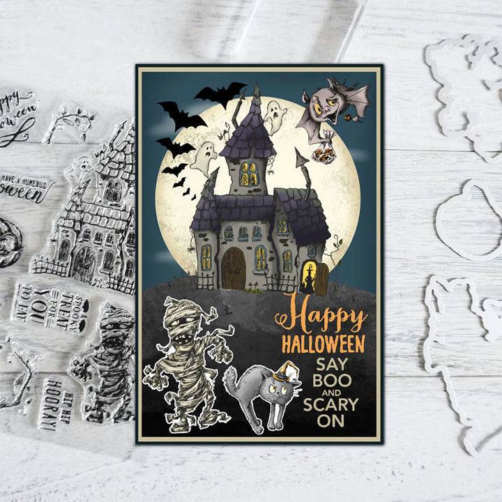 Halloween Haunted House Stamp Cutting Dies Set For Greeting Cards