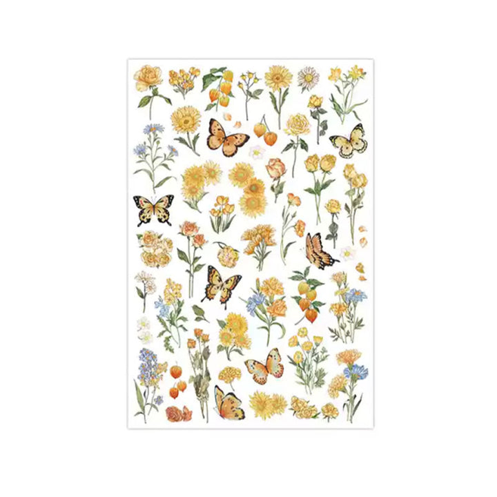 Natural Flowers Plants Butterflies Rub On Transfer Sticker Scrapbook Journal Supplies