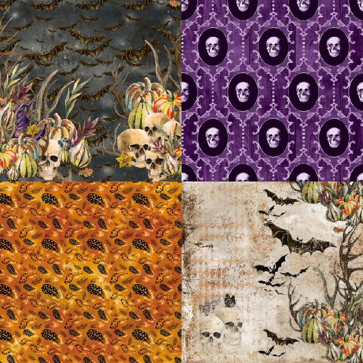 Happy Halloween Series Paper Set Purple Skull Decorative Journaling Paper