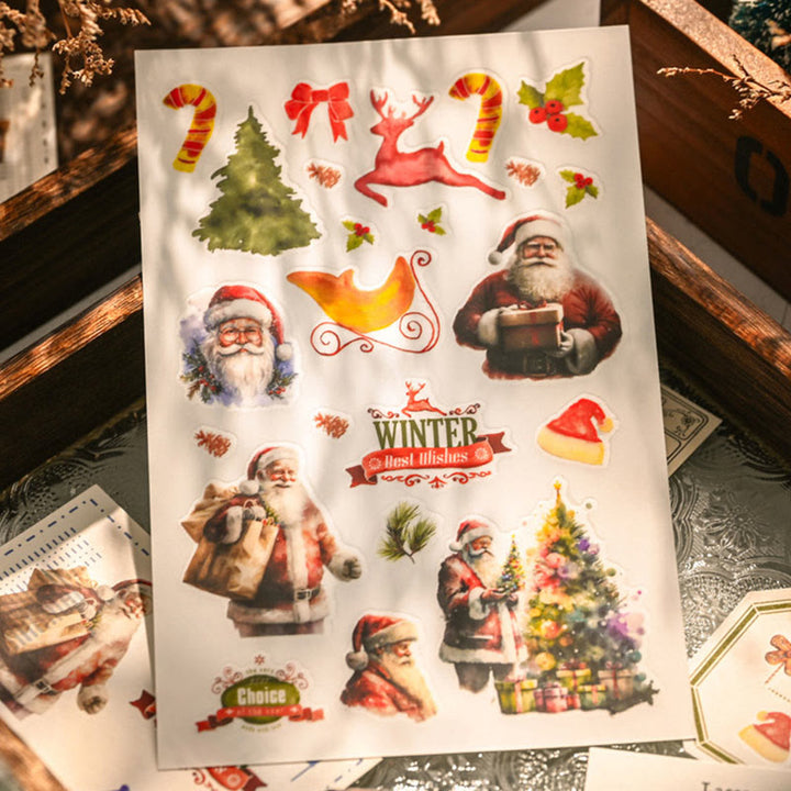 Christmas Santa Theme Rub On Transfer Stickers for Crafts Furniture