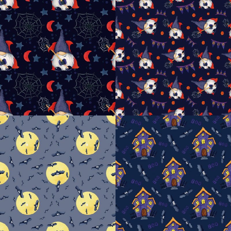 Halloween Series Paper Set Dark Blue Background Decorative Journaling Paper