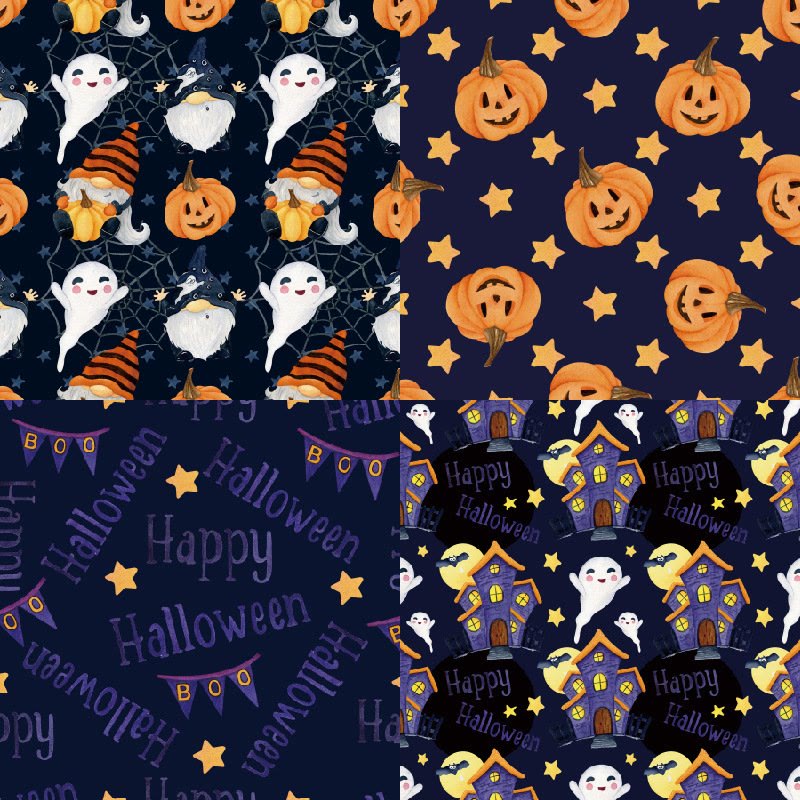 Halloween Series Paper Set Dark Blue Background Decorative Journaling Paper