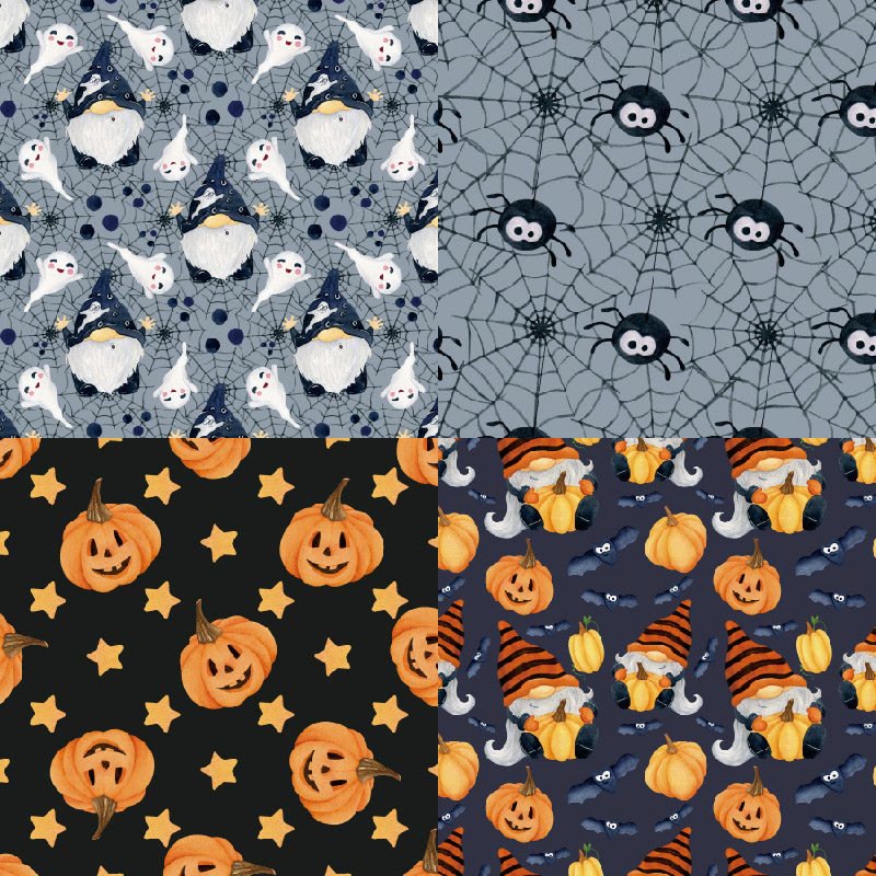 Halloween Series Paper Set Dark Blue Background Decorative Journaling Paper