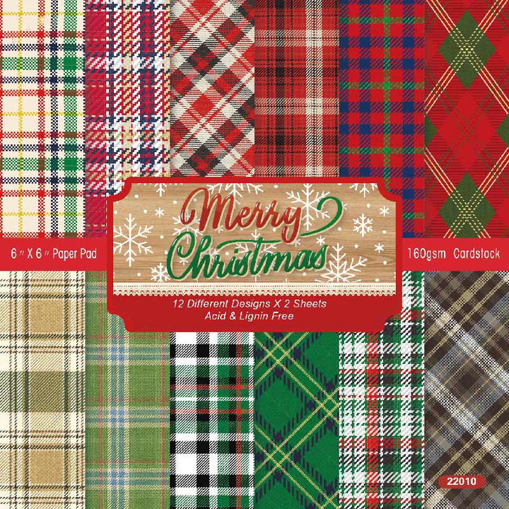 Merry Christmas Series Paper Set Green Red Grid Decorative Journaling Paper