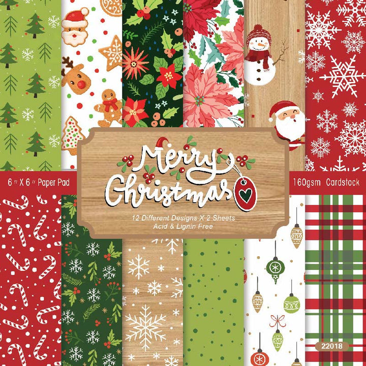 Merry Christmas Series Paper Set Light Color Cartoon Pattern Journaling Paper