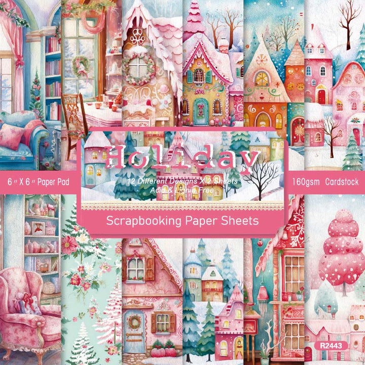 Pink Christmas Series Paper Set Winter Holiday Decorative Background Paper