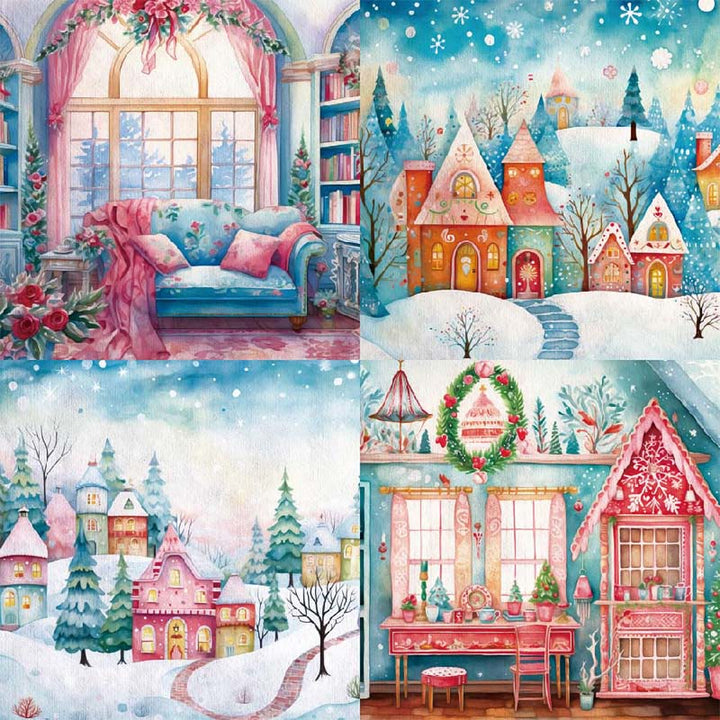 Pink Christmas Series Paper Set Winter Holiday Decorative Background Paper