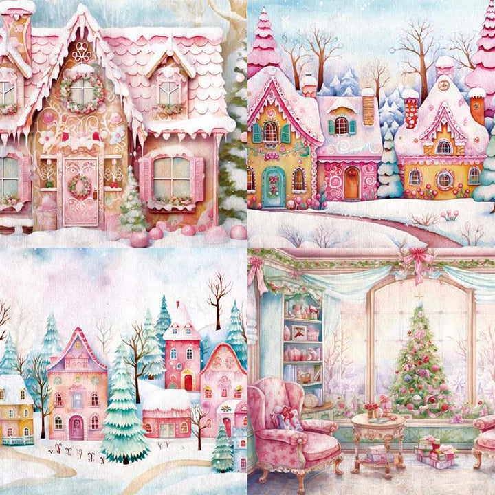 Pink Christmas Series Paper Set Winter Holiday Decorative Background Paper