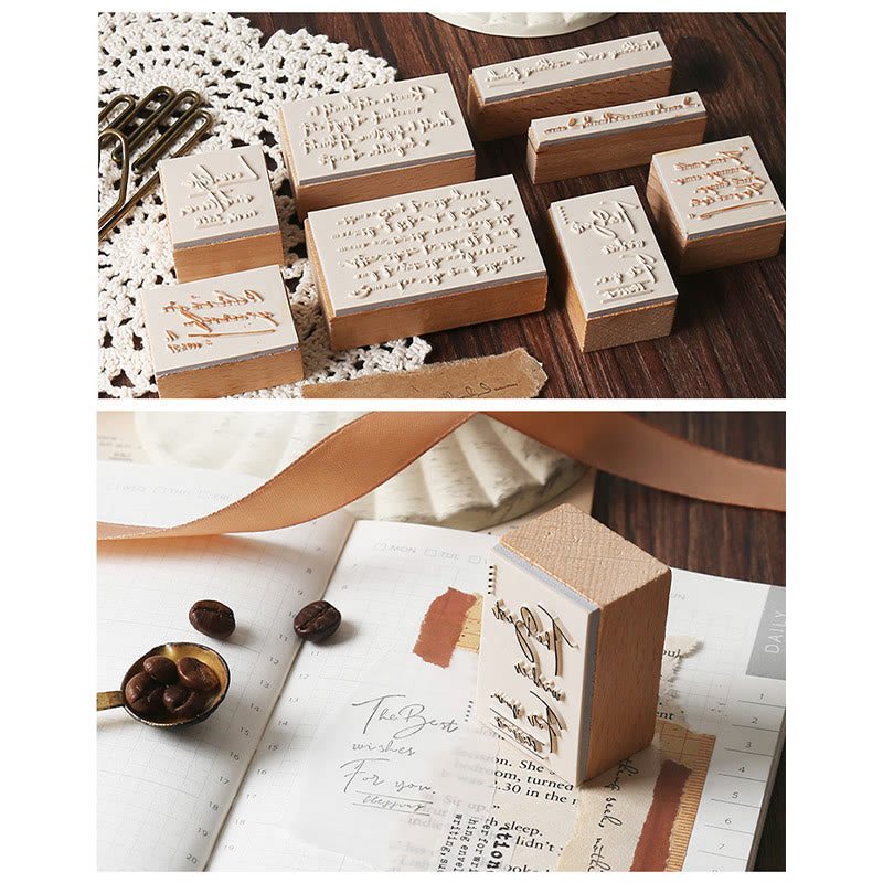 English Text Series Wooden Rubber Stamp Combination For Scrapbook Card Making