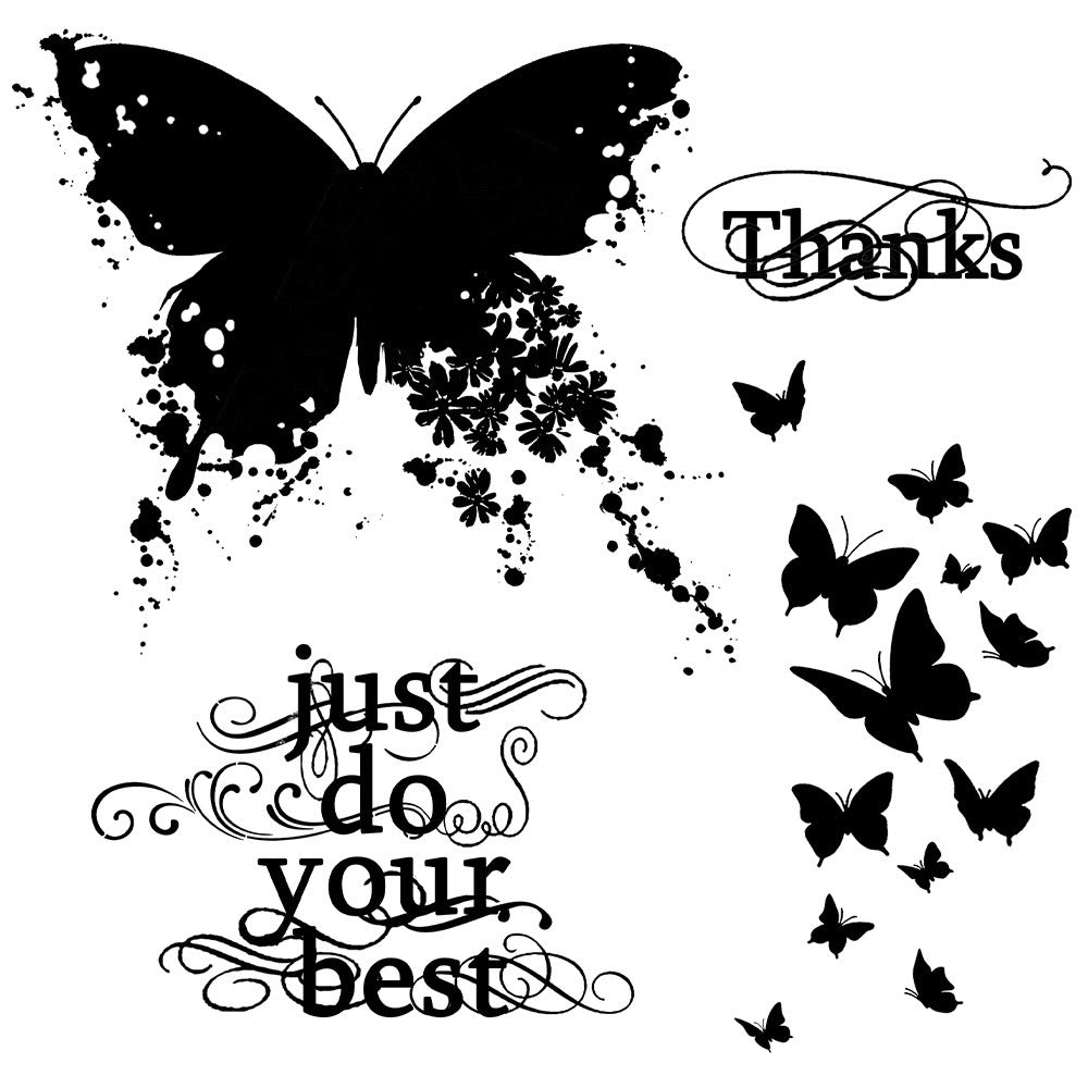 Clear Butterfly And Words Silicone Stamps For Greeting Cards Making