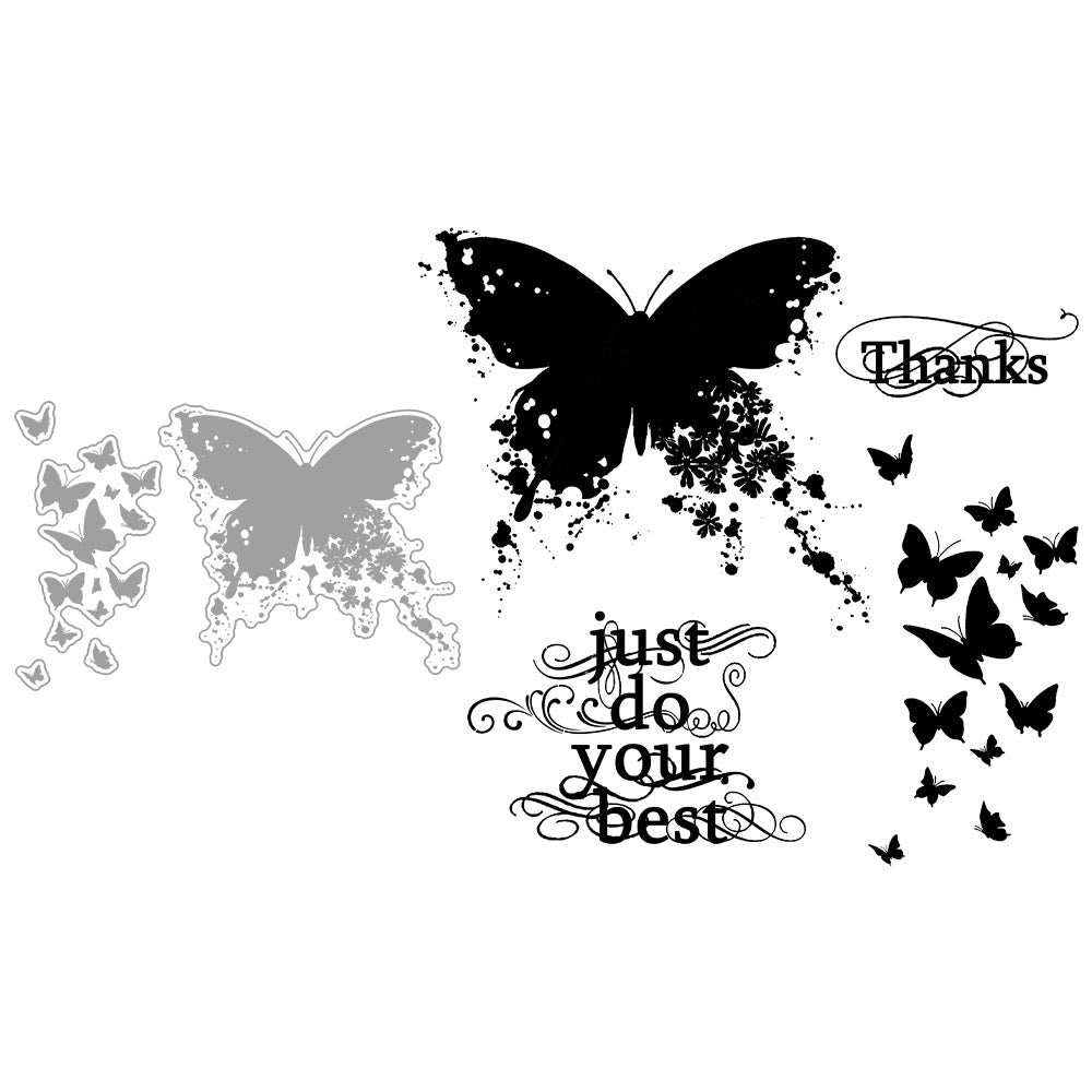 Clear Butterfly And Words Silicone Stamps For Greeting Cards Making