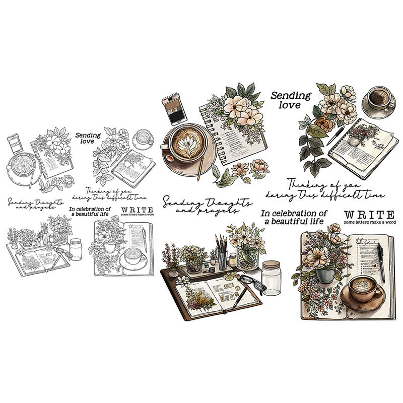 Clear Afternoon Tea Series Silicone Rubber Stamps For Greeting Cards