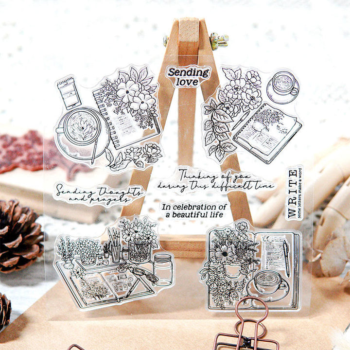 Clear Afternoon Tea Series Silicone Rubber Stamps For Greeting Cards