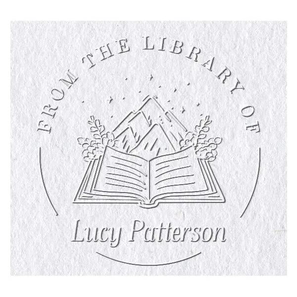 Personalized Mountain Valley Book Embosser Stamp With Name And Text