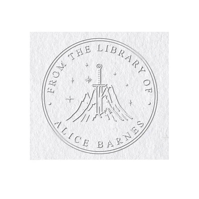 Personalized Mountain And Sword Book Embosser Stamp With Name