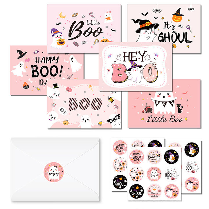 24pcs Set Cute Ghost Greeting Cards With Envelopes And Stickers