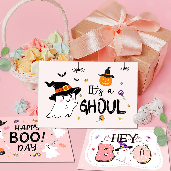 24pcs Set Cute Ghost Greeting Cards With Envelopes And Stickers