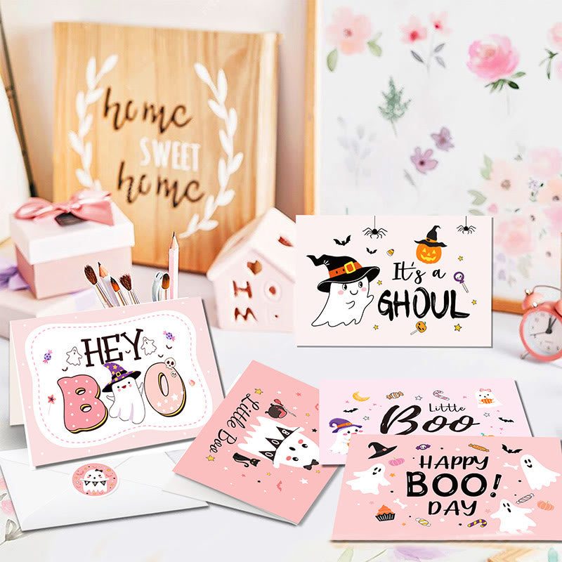 24pcs Set Cute Ghost Greeting Cards With Envelopes And Stickers