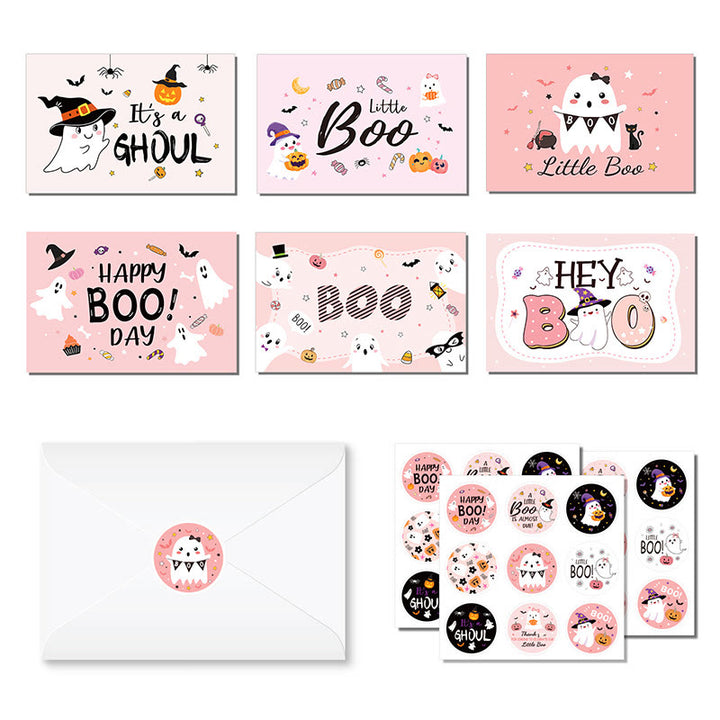 24pcs Set Cute Ghost Greeting Cards With Envelopes And Stickers