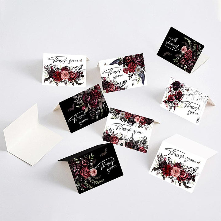 24pcs Set Ancient Flower Bat Greeting Cards With Envelopes And Stickers