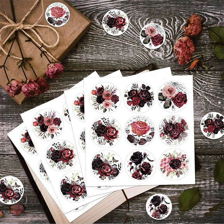 24pcs Set Ancient Flower Bat Greeting Cards With Envelopes And Stickers