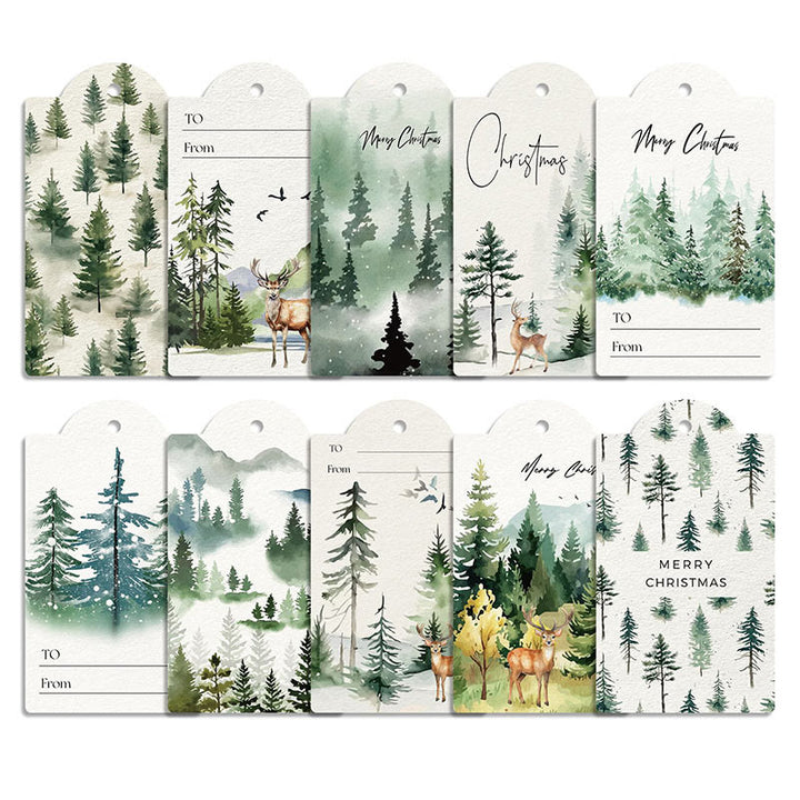 60pcs Set Water Forest Theme Greeting Gift Tag With Rope