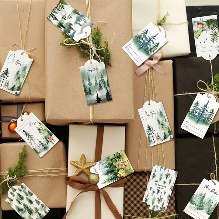 60pcs Set Water Forest Theme Greeting Gift Tag With Rope