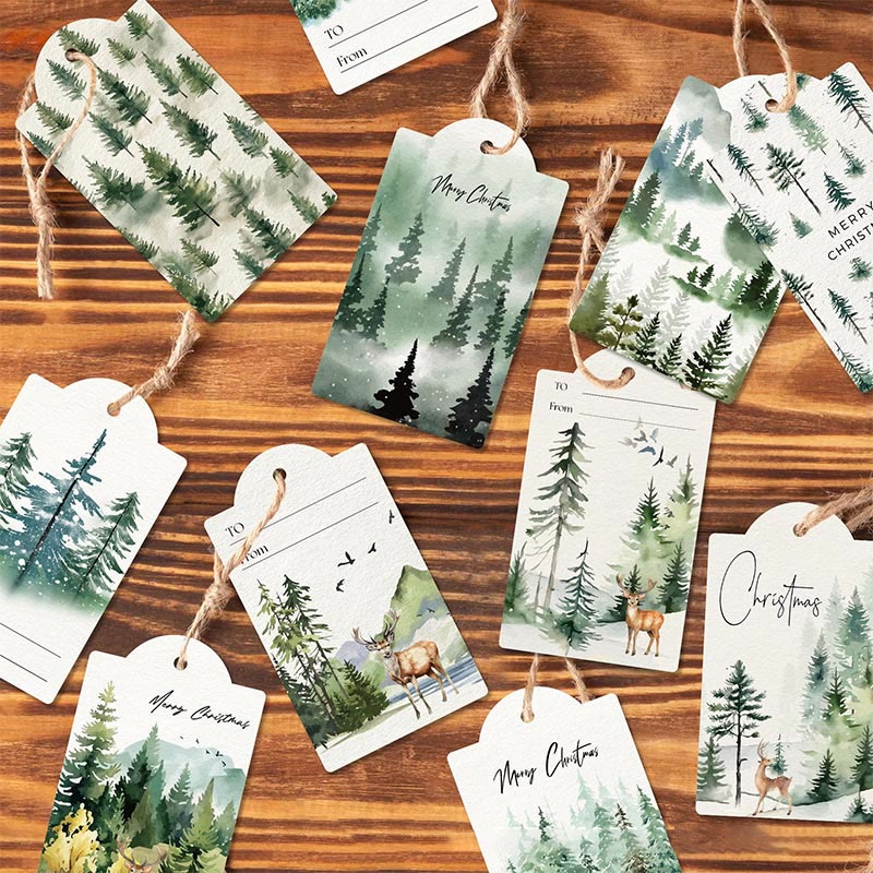60pcs Set Water Forest Theme Greeting Gift Tag With Rope
