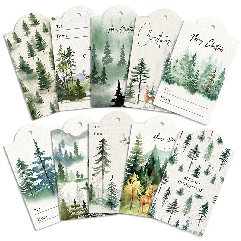 60pcs Set Water Forest Theme Greeting Gift Tag With Rope