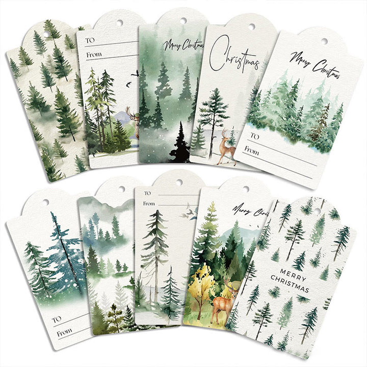 60pcs Set Water Forest Theme Greeting Gift Tag With Rope