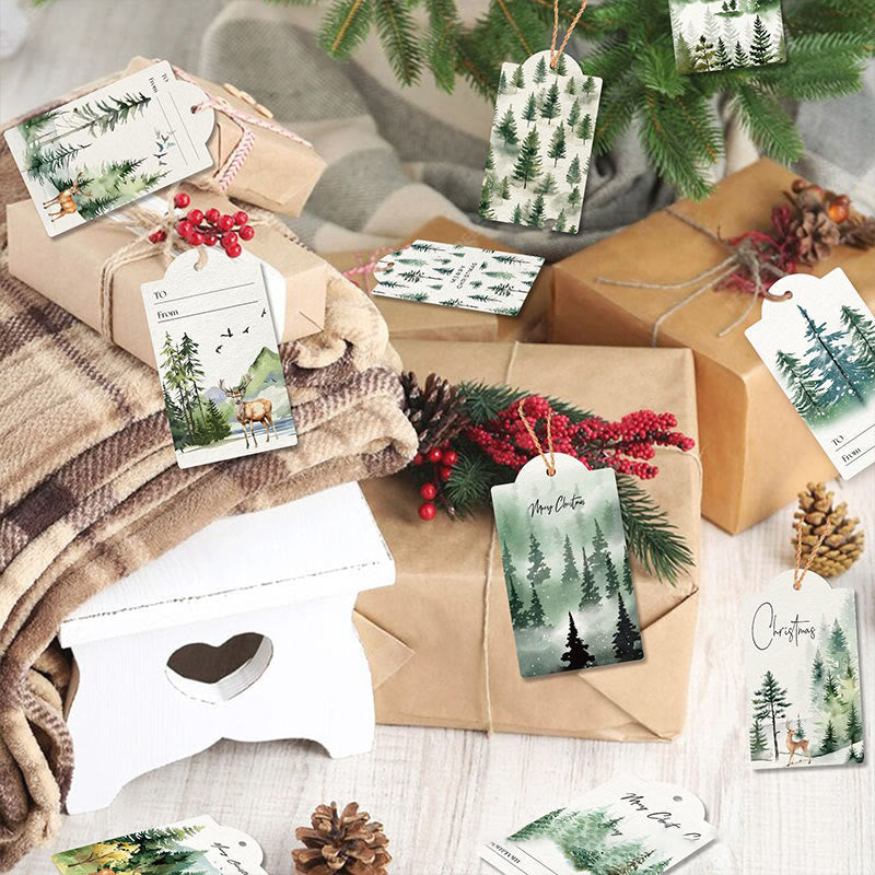 60pcs Set Water Forest Theme Greeting Gift Tag With Rope