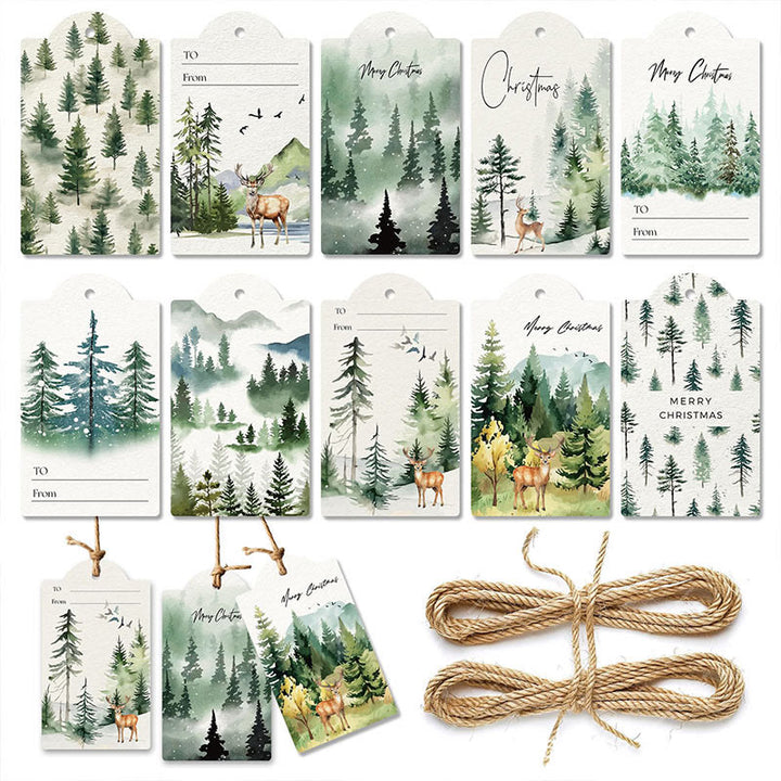 60pcs Set Water Forest Theme Greeting Gift Tag With Rope