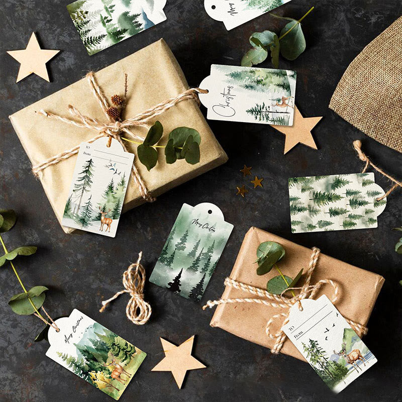 60pcs Set Water Forest Theme Greeting Gift Tag With Rope