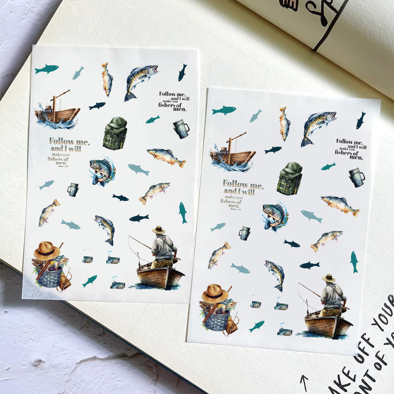 Let's Go Fishing Series Sticker For DIY Journal Decor