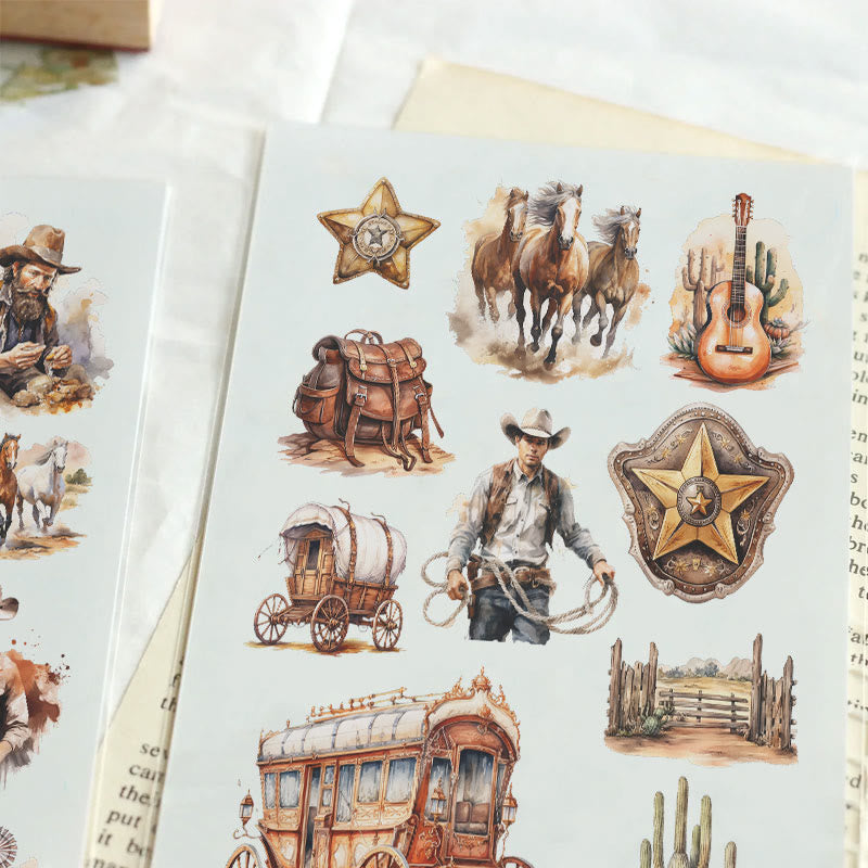 Western Cowboy Series Sticker For DIY Journal Decor