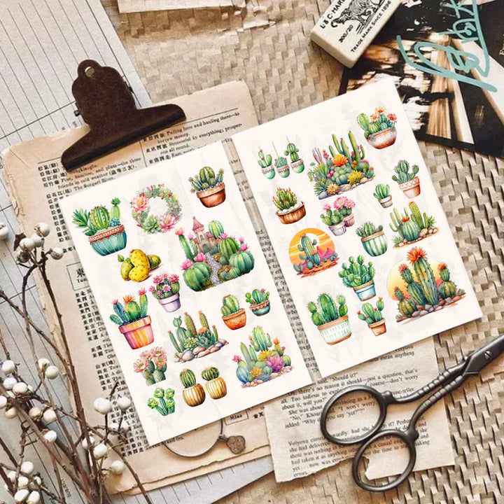 Desert Cactus Series Sticker For DIY Journal Decor