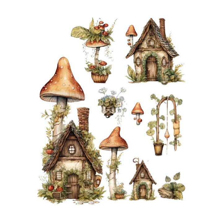 Mushroom House Series Sticker For DIY Journal Decor