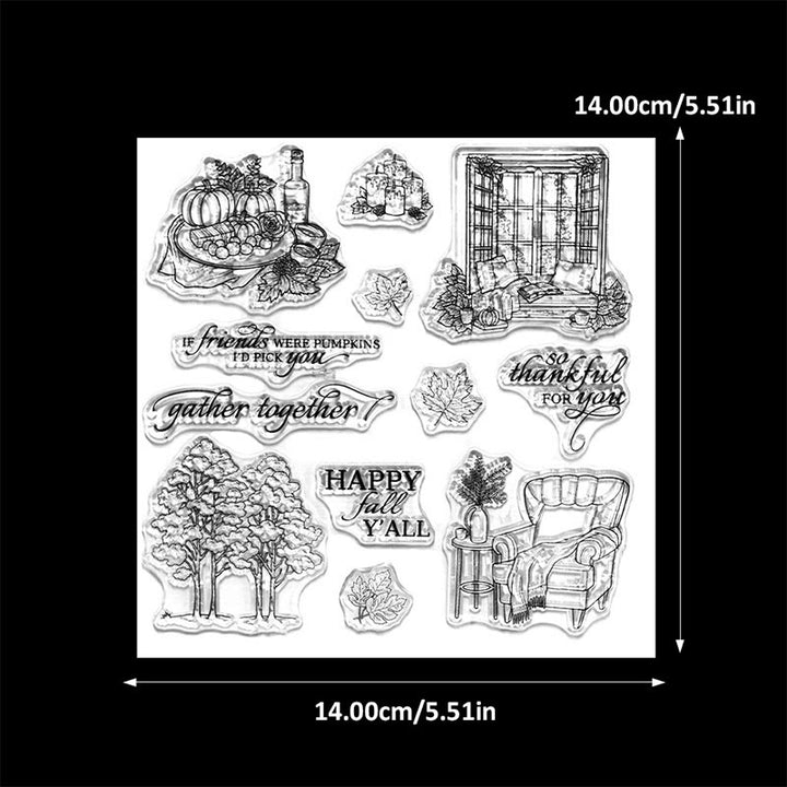 Vintage Manor Golder Autumn Style Clear Rubber Stamps and Cutting Dies Set