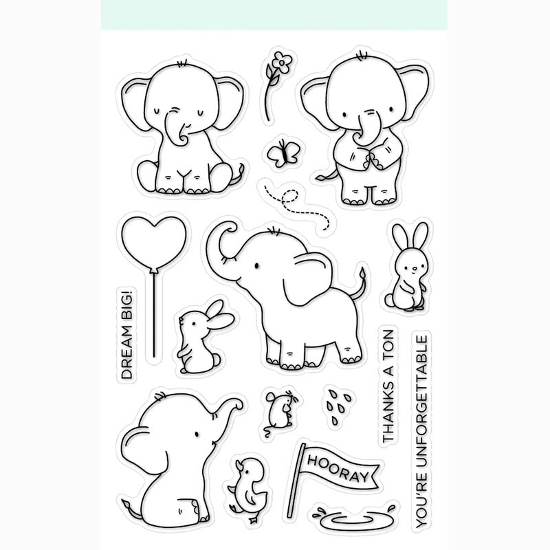 Cute Elephant and Friends Clear Stamps and Dies for Card Making DIY Craft