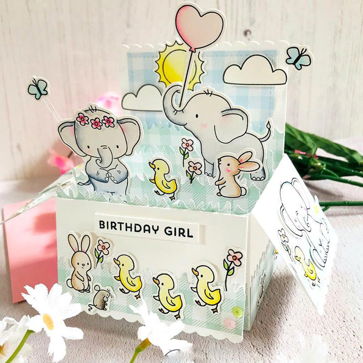 Cute Elephant and Friends Clear Stamps and Dies for Card Making DIY Craft